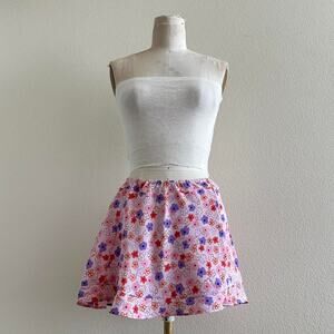 handmade pink purple floral mini skirt